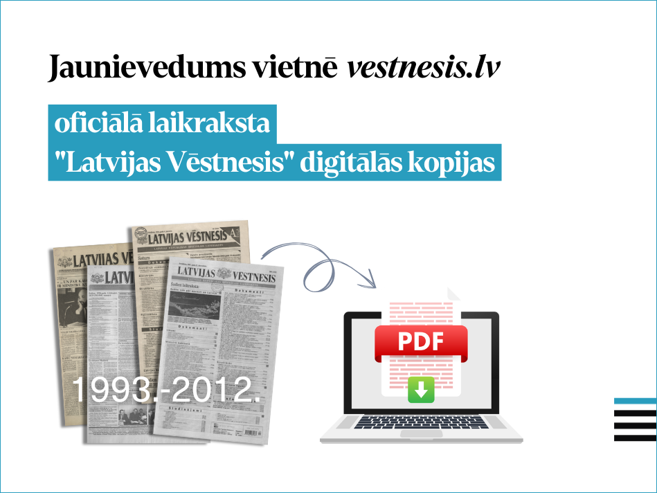 Jaunums vietnē "vestnesis.lv" – drukātā laikraksta digitālās kopijas